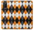 S3421 Noir Orange Blanc Argyle Plaid Etui Coque Housse pour Samsung Galaxy A03S