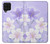 S2361 Fleurs blanches Violet Etui Coque Housse pour Samsung Galaxy A22 4G