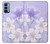 S2361 Fleurs blanches Violet Etui Coque Housse pour OnePlus Nord N200 5G