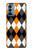 S3421 Noir Orange Blanc Argyle Plaid Etui Coque Housse pour OnePlus Nord N200 5G