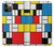 S3814 Composition de dessin au trait Piet Mondrian Etui Coque Housse pour iPhone 12, iPhone 12 Pro