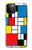 S3814 Composition de dessin au trait Piet Mondrian Etui Coque Housse pour iPhone 12 Pro Max