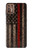 S3804 Graphique de drapeau de ligne rouge en métal de pompier Etui Coque Housse pour Motorola Moto G9 Plus
