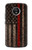S3804 Graphique de drapeau de ligne rouge en métal de pompier Etui Coque Housse pour Motorola Moto G5