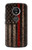 S3804 Graphique de drapeau de ligne rouge en métal de pompier Etui Coque Housse pour Motorola Moto E5 Plus