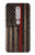 S3804 Graphique de drapeau de ligne rouge en métal de pompier Etui Coque Housse pour Nokia 6.1, Nokia 6 2018