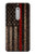 S3804 Graphique de drapeau de ligne rouge en métal de pompier Etui Coque Housse pour Nokia 5