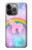 S3070 Arc en ciel pastel ciel Licorne Etui Coque Housse pour iPhone 13 Pro