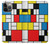 S3814 Composition de dessin au trait Piet Mondrian Etui Coque Housse pour iPhone 13 Pro