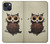 S0360 café Chouette Etui Coque Housse pour iPhone 13 mini