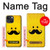 S1145 Soleil jaune Mustache Etui Coque Housse pour iPhone 13 mini