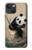 S2210 Peinture Art Panda Fluffy Etui Coque Housse pour iPhone 13 mini