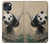 S2210 Peinture Art Panda Fluffy Etui Coque Housse pour iPhone 13 mini