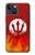 S2803 Feu Rouge Diable Lance Symbole Etui Coque Housse pour iPhone 13 mini