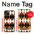 S3421 Noir Orange Blanc Argyle Plaid Etui Coque Housse pour iPhone 13 mini