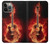 S0415 Graver guitare feu Etui Coque Housse pour iPhone 13 Pro Max