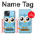 S3029 Bleu mignon Chouette Etui Coque Housse pour iPhone 13