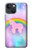 S3070 Arc en ciel pastel ciel Licorne Etui Coque Housse pour iPhone 13