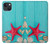 S3428 Aqua Bois Coquille d'étoile de mer Etui Coque Housse pour iPhone 13