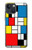 S3814 Composition de dessin au trait Piet Mondrian Etui Coque Housse pour iPhone 13
