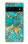 S2906 Aqua Turquoise Pierre Etui Coque Housse pour Google Pixel 6