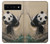 S2210 Peinture Art Panda Fluffy Etui Coque Housse pour Google Pixel 6 Pro
