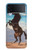 S0934 Sauvage Black Horse Etui Coque Housse pour Samsung Galaxy Z Flip 3 5G