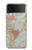 S3418 Carte du monde millésimé Etui Coque Housse pour Samsung Galaxy Z Flip 3 5G