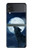 S3693 Pleine lune du loup blanc sinistre Etui Coque Housse pour Samsung Galaxy Z Flip 3 5G