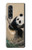 S2210 Peinture Art Panda Fluffy Etui Coque Housse pour Samsung Galaxy Z Fold 3 5G