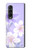S2361 Fleurs blanches Violet Etui Coque Housse pour Samsung Galaxy Z Fold 3 5G
