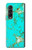 S2377 Turquoise Texture Motif imprimé Gemme Etui Coque Housse pour Samsung Galaxy Z Fold 3 5G