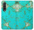 S2377 Turquoise Texture Motif imprimé Gemme Etui Coque Housse pour Samsung Galaxy Z Fold 3 5G