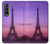 S3447 Paris Eiffel Le coucher du soleil Etui Coque Housse pour Samsung Galaxy Z Fold 3 5G