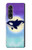 S3807 Killer Whale Orca Lune Pastel Fantaisie Etui Coque Housse pour Samsung Galaxy Z Fold 3 5G
