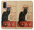 S2739 Chat Noir Noir Chat Millésime Etui Coque Housse pour Motorola G Pure