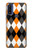 S3421 Noir Orange Blanc Argyle Plaid Etui Coque Housse pour Motorola G Pure
