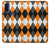 S3421 Noir Orange Blanc Argyle Plaid Etui Coque Housse pour Motorola G Pure