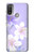 S2361 Fleurs blanches Violet Etui Coque Housse pour Motorola Moto E20,E30,E40