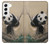 S2210 Peinture Art Panda Fluffy Etui Coque Housse pour Samsung Galaxy S22