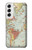 S3418 Carte du monde millésimé Etui Coque Housse pour Samsung Galaxy S22