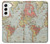 S3418 Carte du monde millésimé Etui Coque Housse pour Samsung Galaxy S22