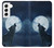 S3693 Pleine lune du loup blanc sinistre Etui Coque Housse pour Samsung Galaxy S22
