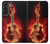 S0415 Graver guitare feu Etui Coque Housse pour Samsung Galaxy S22 Plus