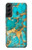 S2906 Aqua Turquoise Pierre Etui Coque Housse pour Samsung Galaxy S22 Plus