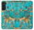 S2906 Aqua Turquoise Pierre Etui Coque Housse pour Samsung Galaxy S22 Plus