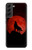 S2955 Loup Hurlant Rouge Lune Etui Coque Housse pour Samsung Galaxy S22 Plus