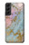 S3717 Imprimé graphique en marbre bleu pastel or rose Etui Coque Housse pour Samsung Galaxy S22 Plus