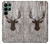 S2505 Tête de Renne Vieux bois Texture graphique Etui Coque Housse pour Samsung Galaxy S22 Ultra