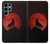 S2955 Loup Hurlant Rouge Lune Etui Coque Housse pour Samsung Galaxy S22 Ultra